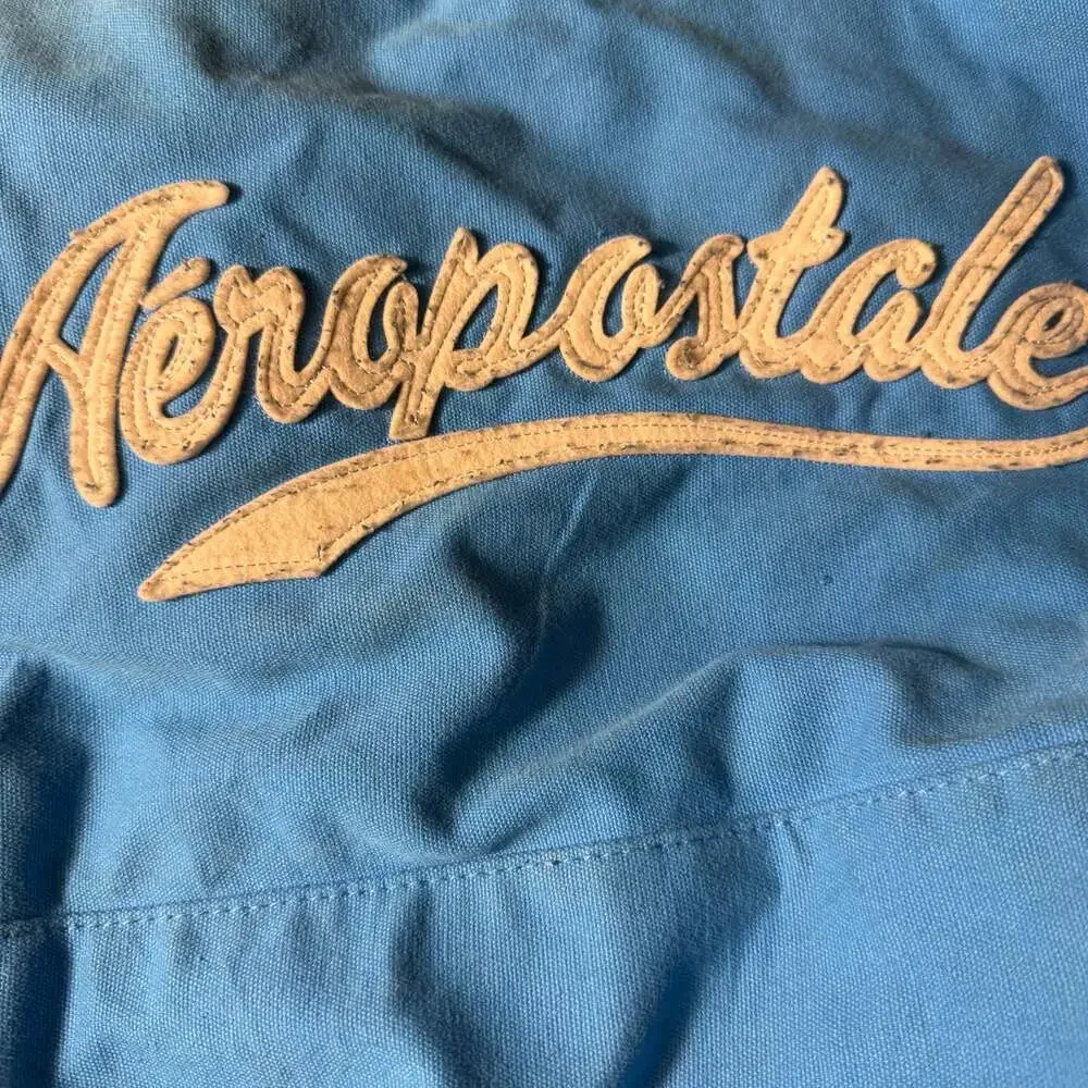 Aeropostale Blue Cotton Canvas Logo Tote Bag